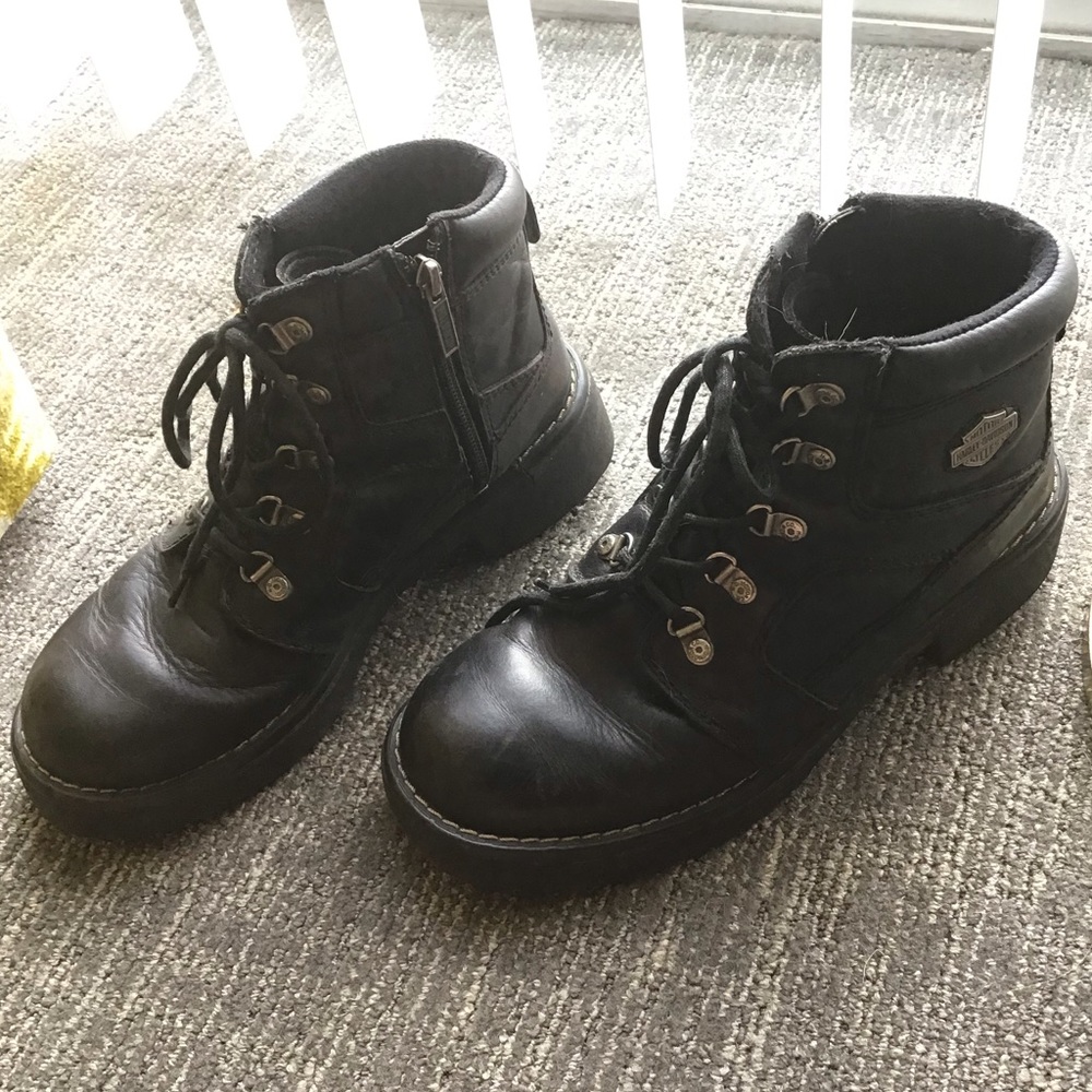 Harley Davidson Black Leather Booties